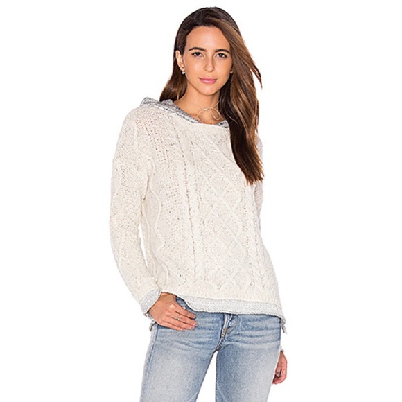 Cream knit sweater with hood, never worn. - Picture 1 of 8